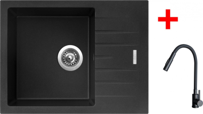 Granitový dřez Sinks PERFECTO 650 Metalblack + ELASTA S černá matná G24874