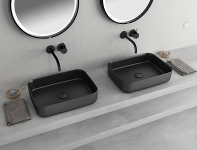Isvea INFINITY RECTANGLE keramické umyvadlo na desku, 50x36cm, černá mat 10NF65050-2N