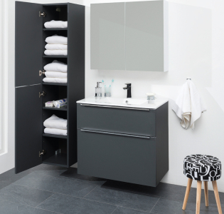 Mereo Mailo, koupelnová skříňka vysoká 170 cm, černé madlo, Multidecor, Chromix stříbrný CN594LPBACST