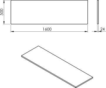 Sapho PLATO deska Rockstone 1600x24x500mm, bílá mat PL160-0101
