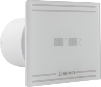 Sapho GLASS koupelnový ventilátor axiální s LED displejem, 8W, potrubí 100mm, bílá GS103