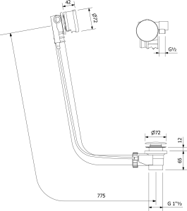 Polysan Vanová souprava s napouštěním, bovden, délka 775mm, zátka 72mm, chrom 71685