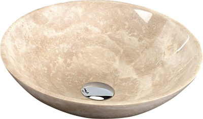 Sapho BLOK 1 kamenné umyvadlo na desku Ø 40 cm, leštěný béžový travertin 2401-01