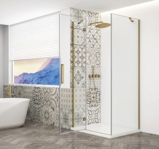 Gelco TRINITY GOLD MATT čtvercový sprchový kout 800x800mm, čiré sklo, levé GT5680-80CL-G
