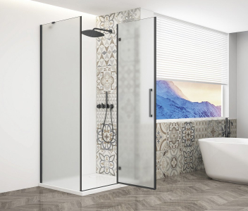 Gelco TRINITY BLACK čtvercový sprchový kout 900x900mm, matné sklo, pravé GT5690-90MR-B
