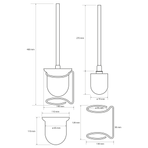Sapho X-ROUND E WC štětka na postavení, mléčné sklo, chrom XR302