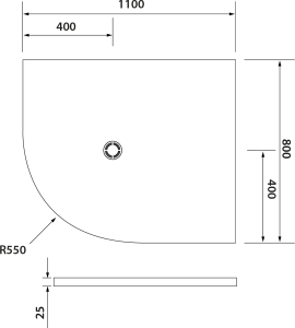 Polysan FLEXIA vanička z litého mramoru čtvrtkruh, s možností úpravy rozměru, 110x80cm, R550, pravá 91271