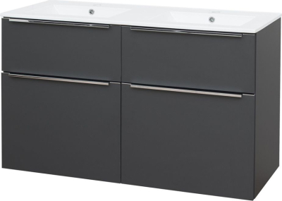 Mereo Mailo, koupelnová skříňka s keramickým umyvadlem 121 cm, antracit, chrom madlo CN533