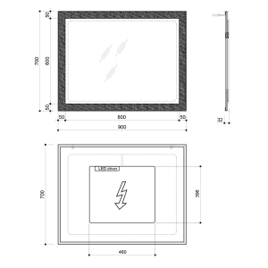 Sapho FLUT zrcadlo s LED podsvícením 90x70cm, bílá FT090