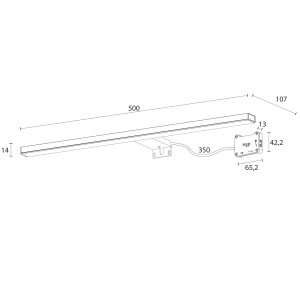 Sapho ESTHER 2 LED svítidlo, 8 W, 500x14x107 mm, IP44, černá E27586CI