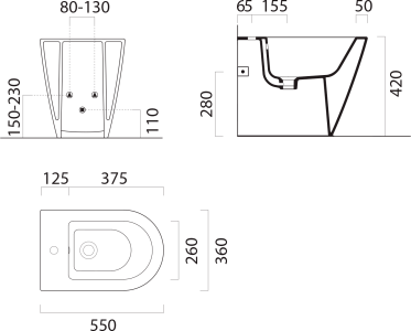 GSI KUBE X bidet stojící, 36x55cm, černá mat 9462126