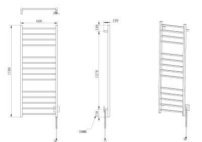 Sapho ESKINADO elektrický sušák ručníků, hranatý, 600x1500 mm, 130 W, nerez lesk ER450V