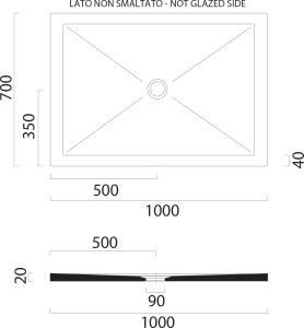 GSI Keramická sprchová vanička, obdélník 100x70x2cm, cenere mat 46100717