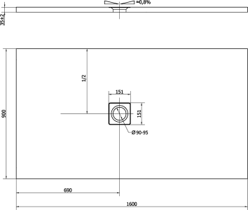Polysan FLEXIA vanička z litého mramoru s možností úpravy rozměru, 160x90cm 71539