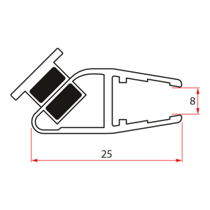 Gelco Set magnetických těsnění 45°pro sklo 8mm a profil , 2000mm NDGD03