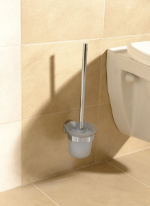 Aqualine SAMBA WC štětka závěsná, mléčné sklo, chrom SB108