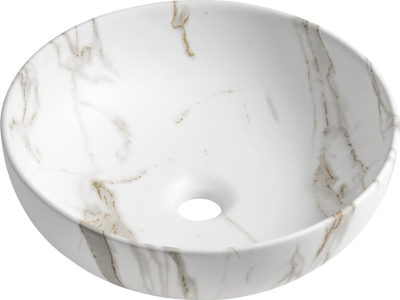 Sapho RONDANE keramické umyvadlo na desku Ø 41cm, bianco carrara AR435BC