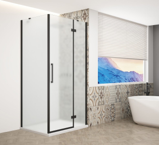 Gelco TRINITY BLACK čtvercový sprchový kout 900x900mm, matné sklo, pravé GT5690-90MR-B