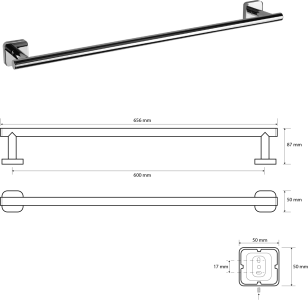 Sapho INSIA držák ručníků 600mm, chrom IS009