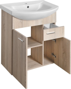 Aqualine ZOJA umyvadlová skříňka 61, 5x74x32cm, 2x dvířka, 1x zásuvka, dub platin 51165
