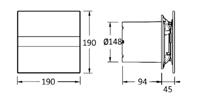 Cata E-150 G koupelnový ventilátor axiální, 21W, potrubí 150mm, bílá 00902000