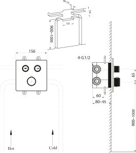 Sapho SMART SELECT podomítková sprchová termostatická baterie, box, 2 výstupy, zlato mat RP042GB