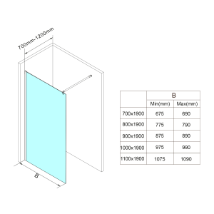 Aqualine WALK-IN zástěna jednodílná k instalaci na zeď, 800x1900 mm, sklo čiré WI081