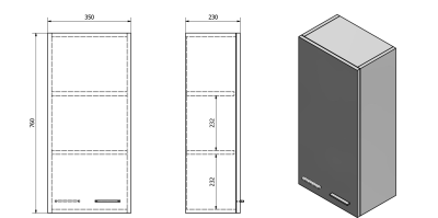 Aqualine ZOJA/KERAMIA FRESH horní skříňka 35x76x23cm, bílá 50334