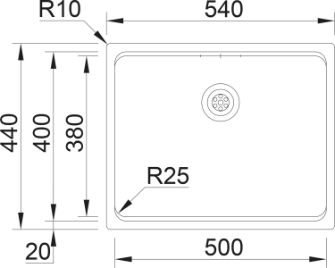 Nerezový dřez Sinks STEP 540 CO 1,0mm + bambusová deska RDSL5404401CO