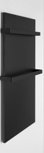 Sapho ENIS koupelnový sálavý topný panel 600W, 590x1200 mm, držáky ručníků, IP44, černá mat RH600B-2