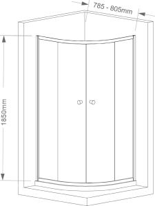 Aqualine ARLETA čtvrtkruhová sprchová zástěna 800x800mm, čiré sklo HLS800Y