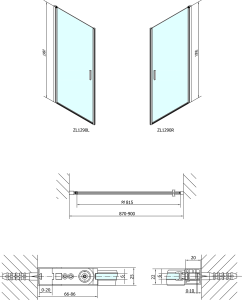 Polysan ZOOM LINE sprchové dveře 900mm, čiré sklo ZL1290