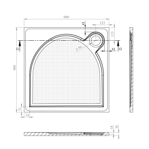 Gelco LARCA sprchová vanička z litého mramoru, čtverec 90x90cm, bílá PL009