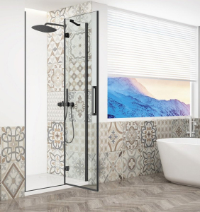 Gelco TRINITY BLACK sprchové dveře do niky 900mm, čiré sklo, pravé GT1290CR-B