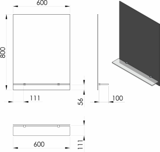 Aqualine Zrcadlo s policí 60x80cm, včetně závěsů 22430-01