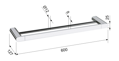Sapho FLORI dvojitý držák ručníků 600mm, černá mat RF011/15