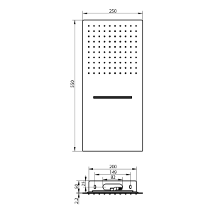 Sapho SLIM nástěnná hlavová sprcha s kaskádou, 250x550mm, nerez lesk MS747