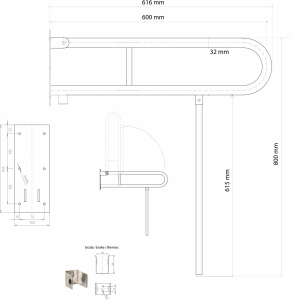 Sapho HANDICAP madlo sklopné s opěrnou nohou 600mm, bílá XH521W