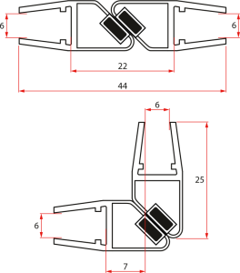 Gelco Set magnetických těsnění pro sklo 6/6mm, 1900mm NDGL04