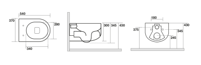 Kerasan FLO závěsná WC mísa, Rimless, 37x54cm, bílá 311101