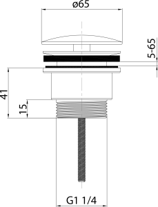 Sapho Umyvadlová výpust 5/4“, neuzavíratelná, velká zátka, 5-65mm, černá mat CV3004B