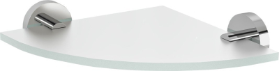 Sapho X-ROUND skleněná police rohová, čtvrtkruhová 200x200mm, chrom/mléčné sklo XR009-01