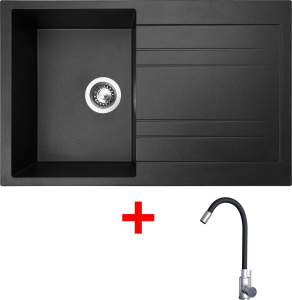 Granitový dřez Sinks GRANDE 800 Metalblack + Elasta nerez/černá G21174