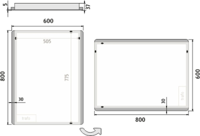 Nimco OBDELNÍKOVÁ - OBLÉ ROHY LED zrcadlo 600x800 ZP 17002