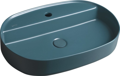 Isvea INFINITY OVAL keramické umyvadlo na desku, 60x40cm, zelená petrol 10NF65060-2P