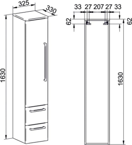 Mereo Bino, koupelnová skříňka vysoká 163 cm, pravá, dub Arlington CN628