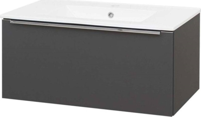 Mereo Mailo, koupelnová skříňka s keramickým umyvadlem 81 cm, antracit, chrom madlo CN536