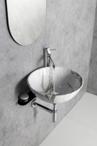 Sapho DALMA keramické umyvadlo na desku, Ø 42 cm, carrara MM117