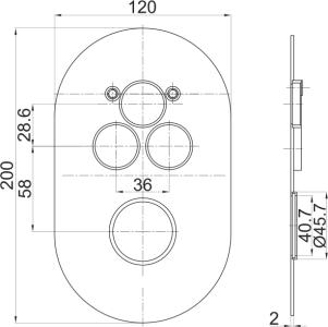 Mereo Sprchová sada s  podomítkovou  baterií - 3-cestná - oválný kryt CB60157TB3