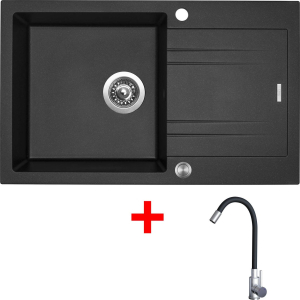 Granitový dřez Sinks LINEA 780 XC Metalblack + Elasta nerez/černá G20774XC